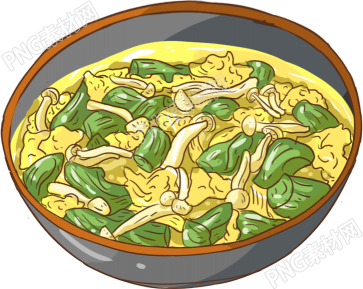 菌菇鸡蛋丝瓜汤素材