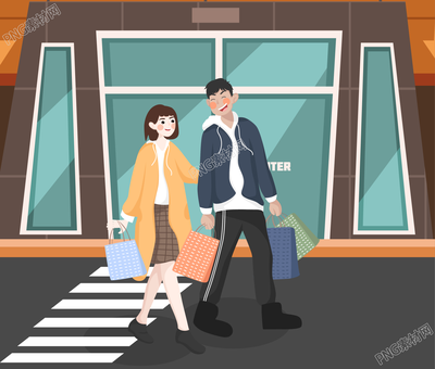逛街的两个人情侣素材