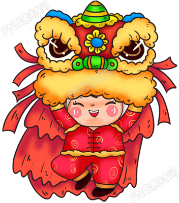 新春虎年娃娃舞狮素材