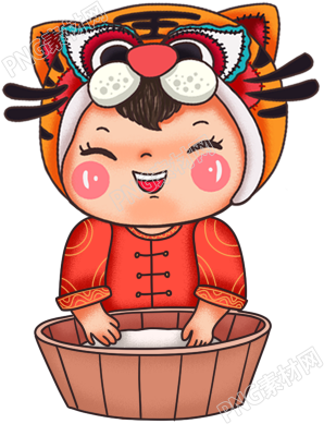 新春虎年娃娃揉面素材