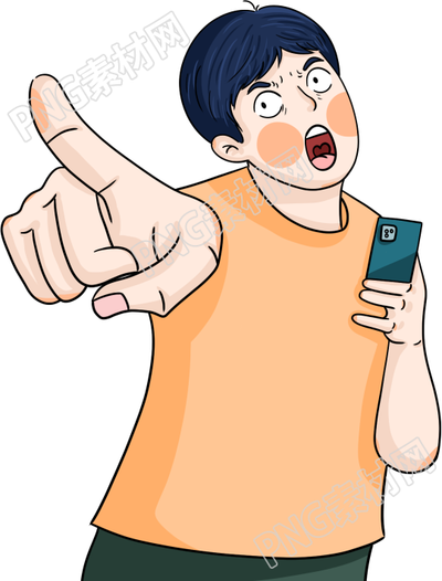 插画男生人物手指指向