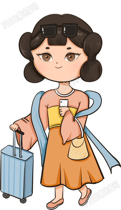 手绘古风出行女孩