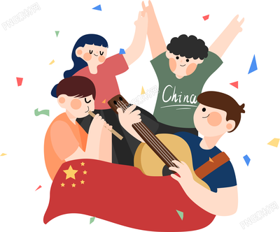 国庆节狂欢庆祝人群