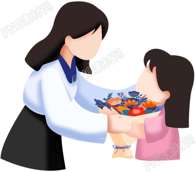 手绘教师节老师学生