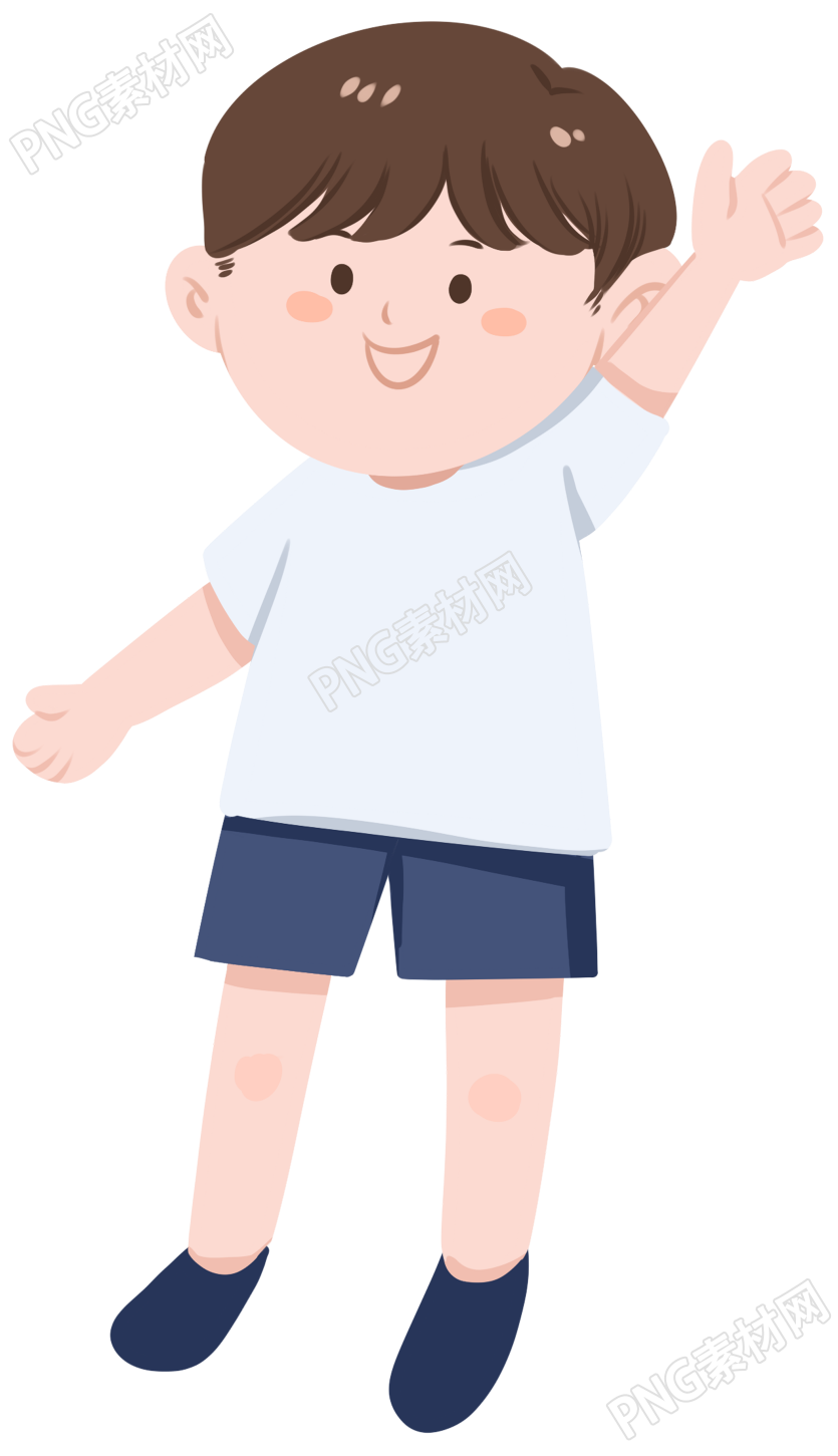 可爱小男孩挥手素材