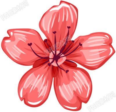 手绘季节红色花朵装饰素材