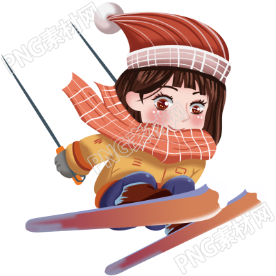 滑雪的可爱小女孩