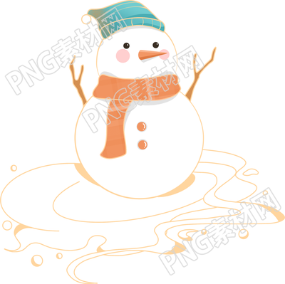卡通可爱的在雪地中堆得雪人素材