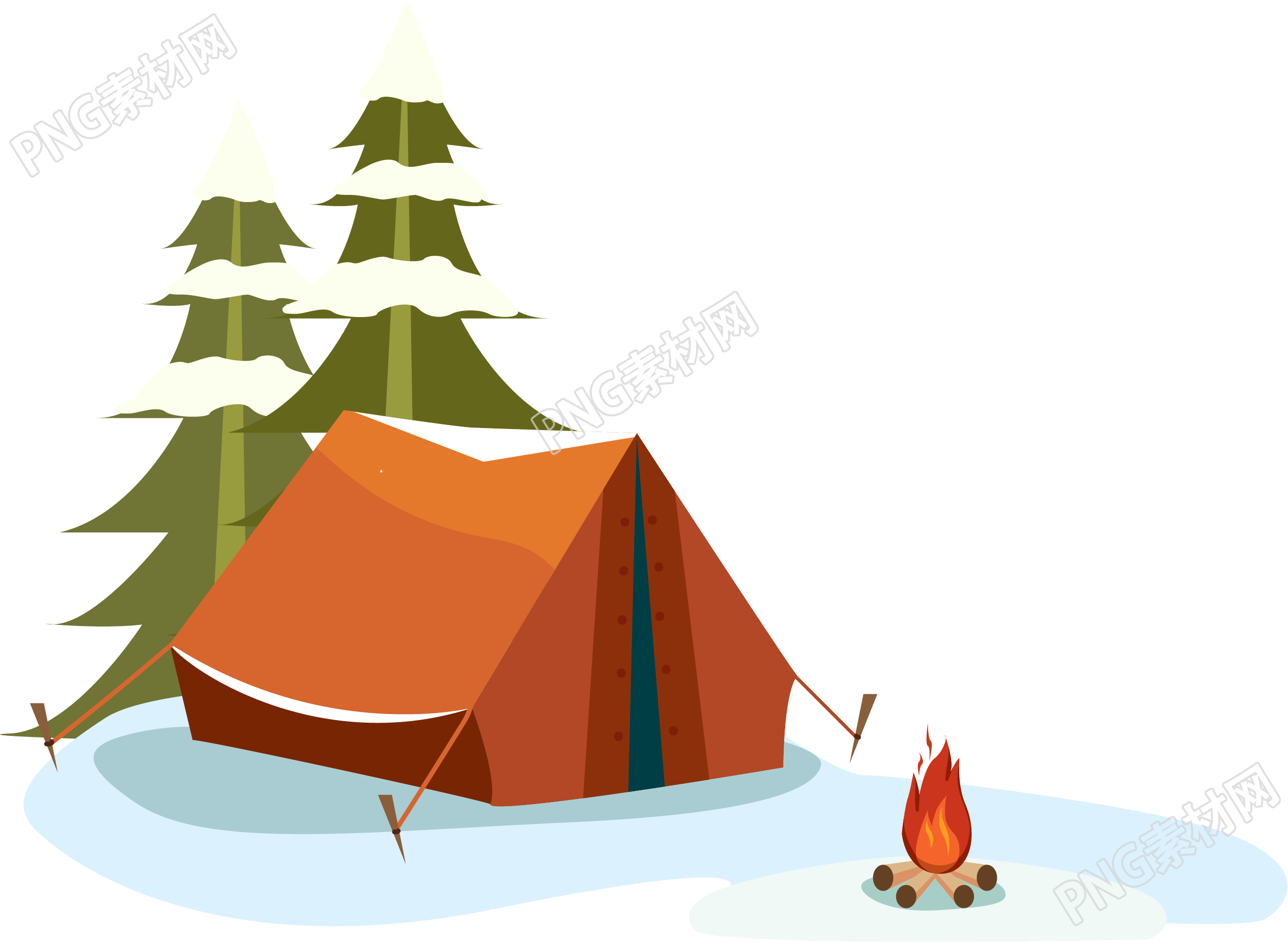 冬令营活动有帐篷的素材