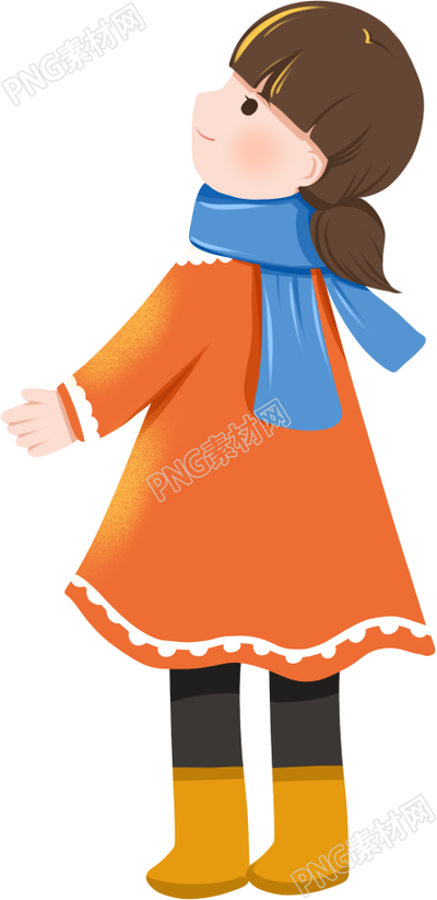 手绘冬季女孩子人物素材