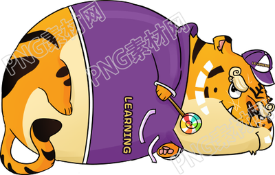 手绘可爱胖老虎插画素材