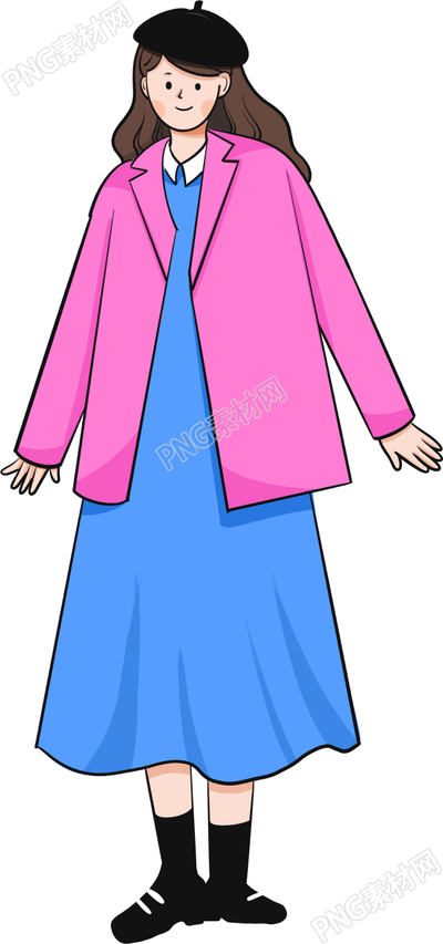 手绘甜美女生人物素材
