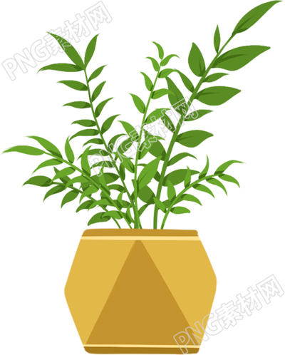 绿色盆栽植物插画元素
