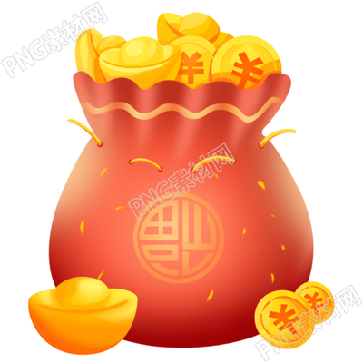 金钱福袋手绘素材