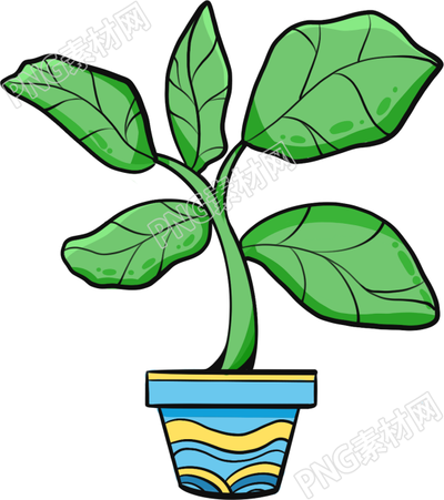 手绘大片叶子绿色植物素材