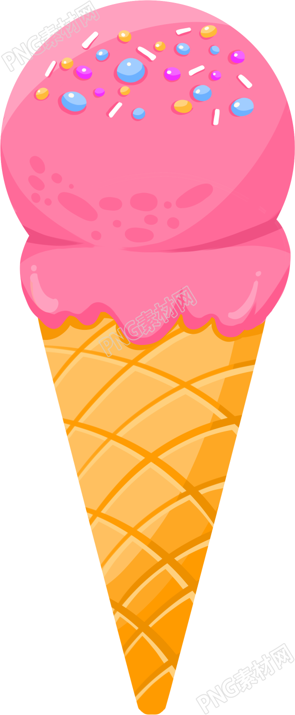 手绘甜筒冰淇淋美食素材 