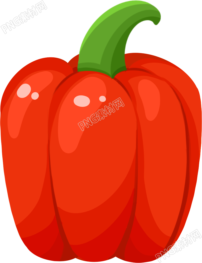 手绘红色菜椒有蔬菜素材