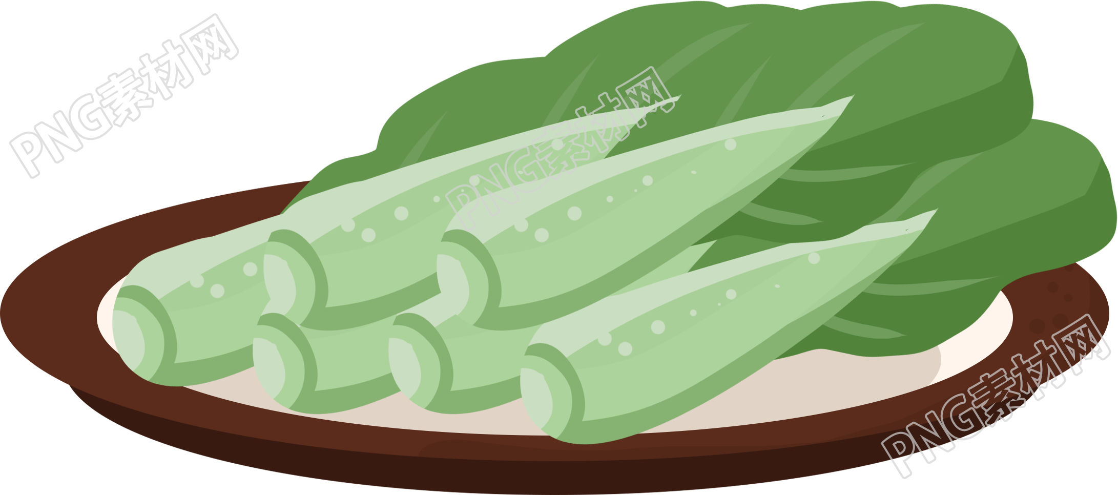 手绘一盘绿色青菜素材