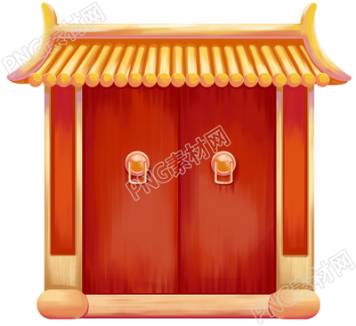 红色喜庆古典大门素材