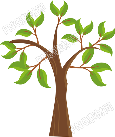 手绘绿色植物树插画素材