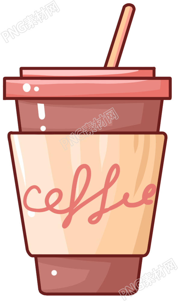 卡通手绘一杯咖啡饮料素材