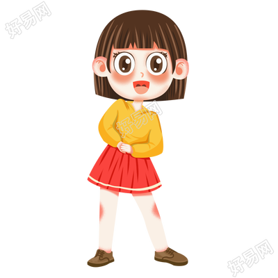 卡通手绘女孩人物插画素材