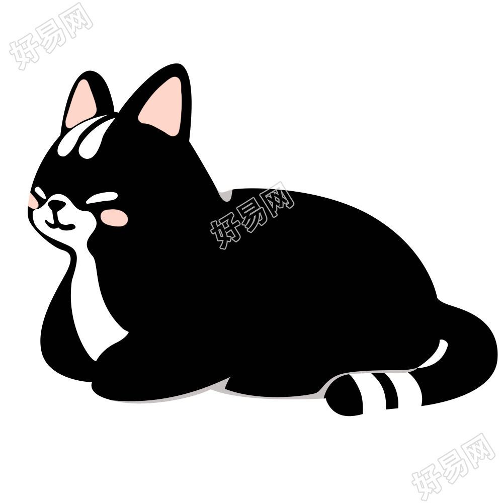 卡通手绘可爱黑猫动物素材