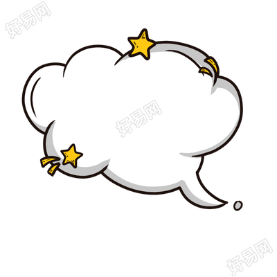 卡通手绘云彩星星气泡对话框png素材