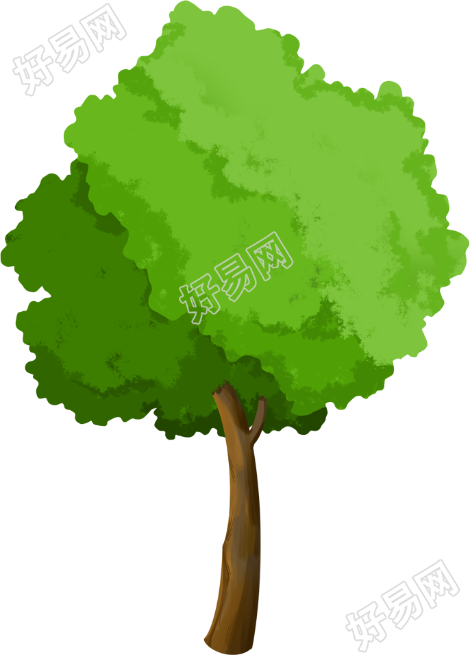 春季植树节卡通绿树手绘素材