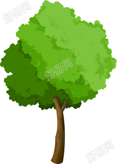 春季植树节卡通绿树手绘素材