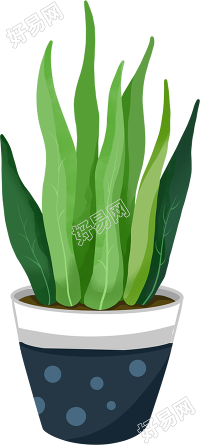 卡通手绘植物芦荟盆栽