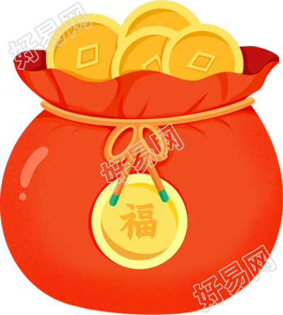 新年开工福袋卡通手绘素材