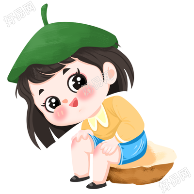 头顶荷叶的可爱小女孩图片
