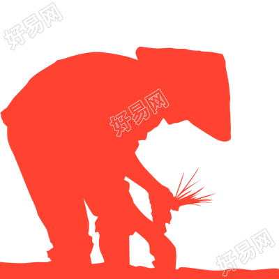 红色农民插秧剪影免抠图片素材