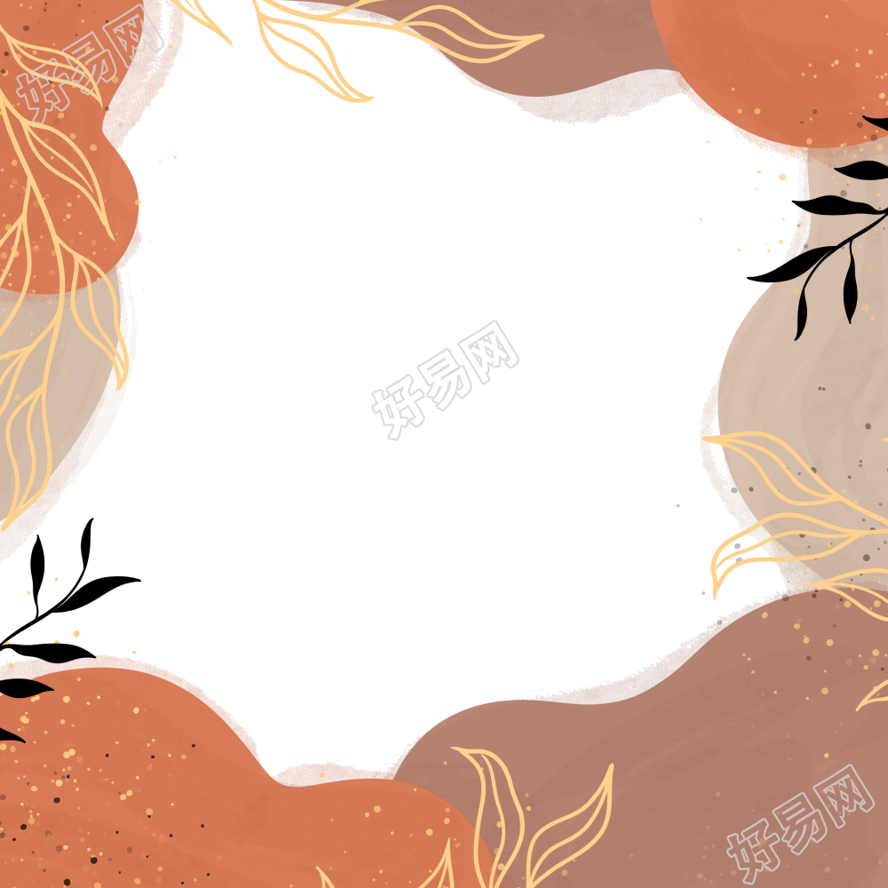 手绘秋季花草装饰边框图片素材