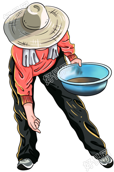 手绘辛苦播种农民图片素材