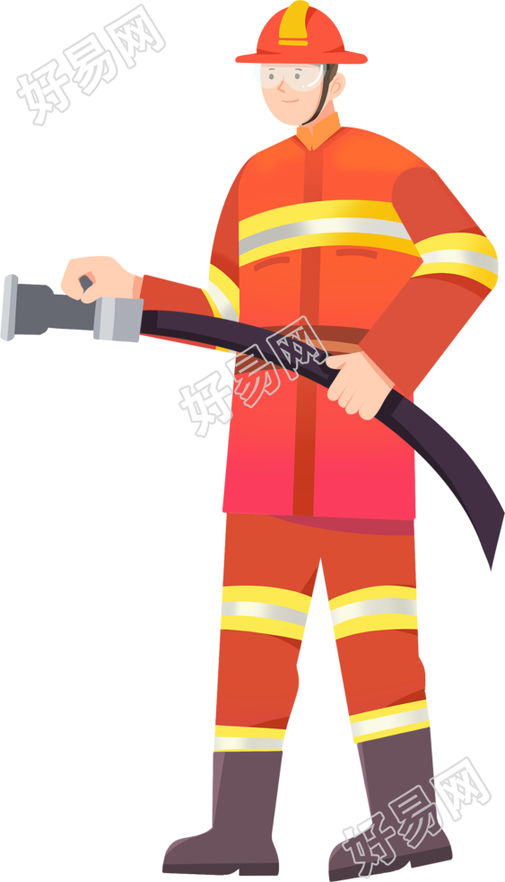 手绘安全消防员人物免抠图片素材