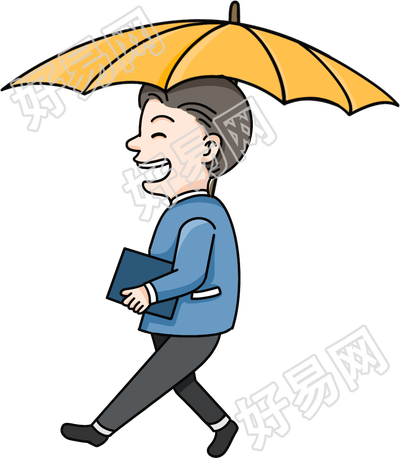 手绘打雨伞的人物图片素材 