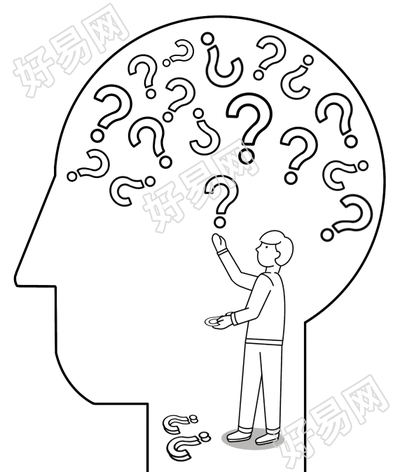 手绘思考问题人物图片素材