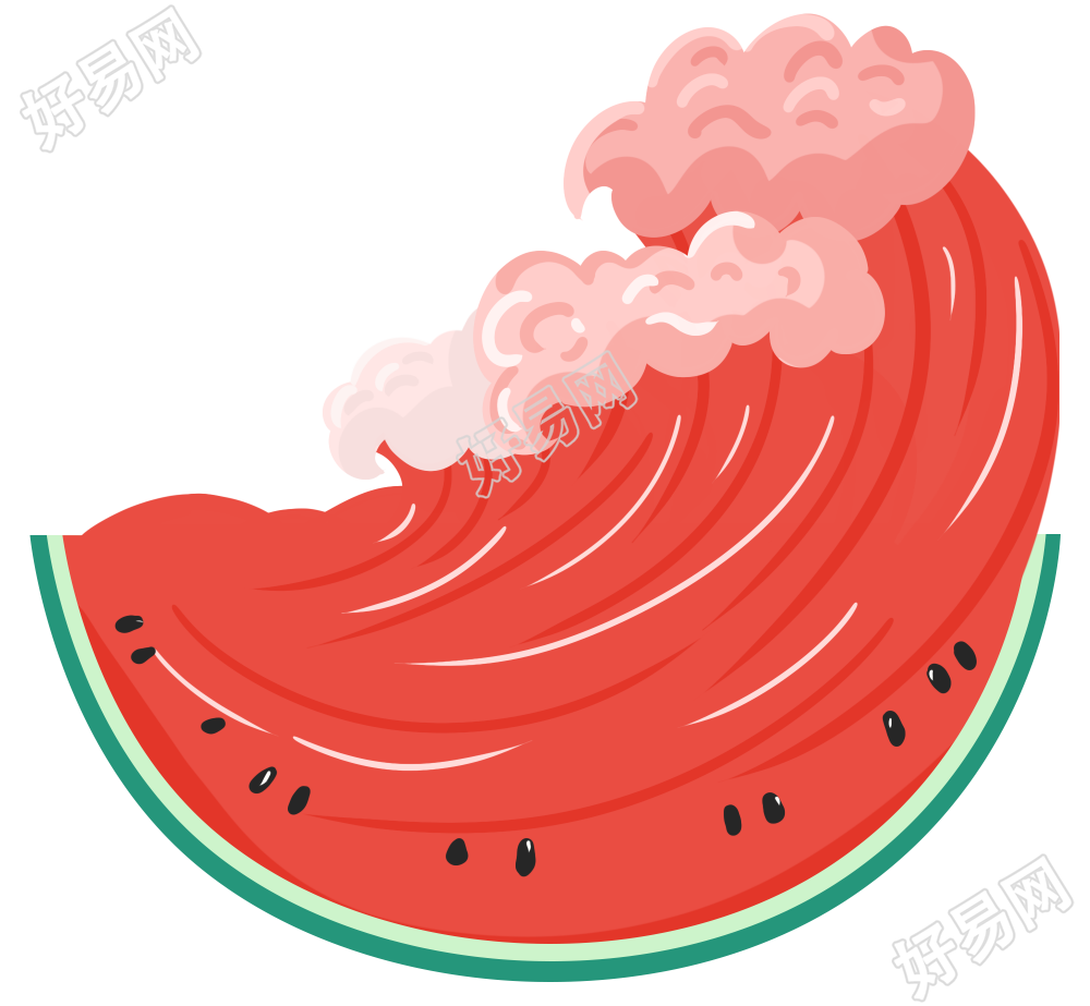 西瓜上的红色海浪图片