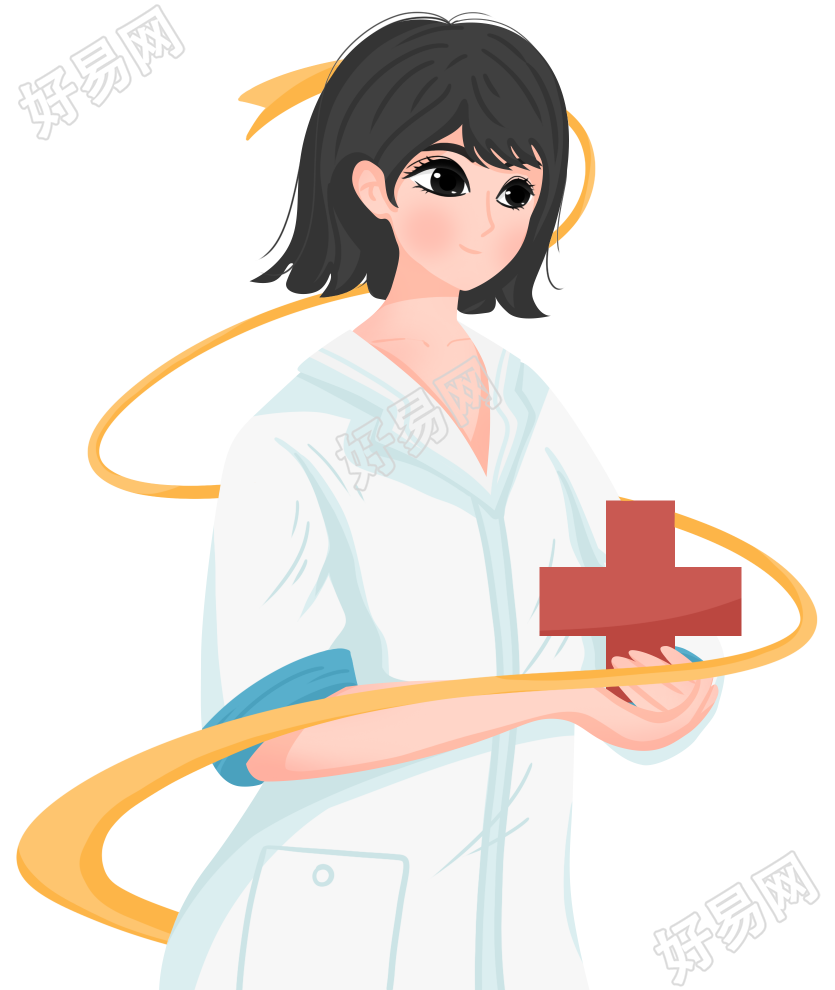 手绘护士白衣天使手捧红十字图片素材