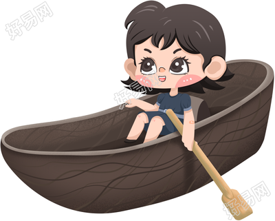 可爱女孩划船图片素材