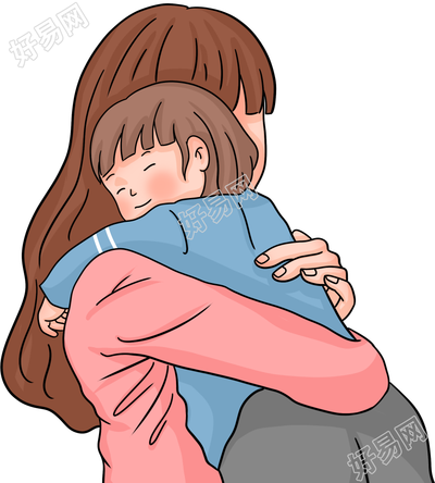 手绘妈妈怀抱孩子亲情图片素材