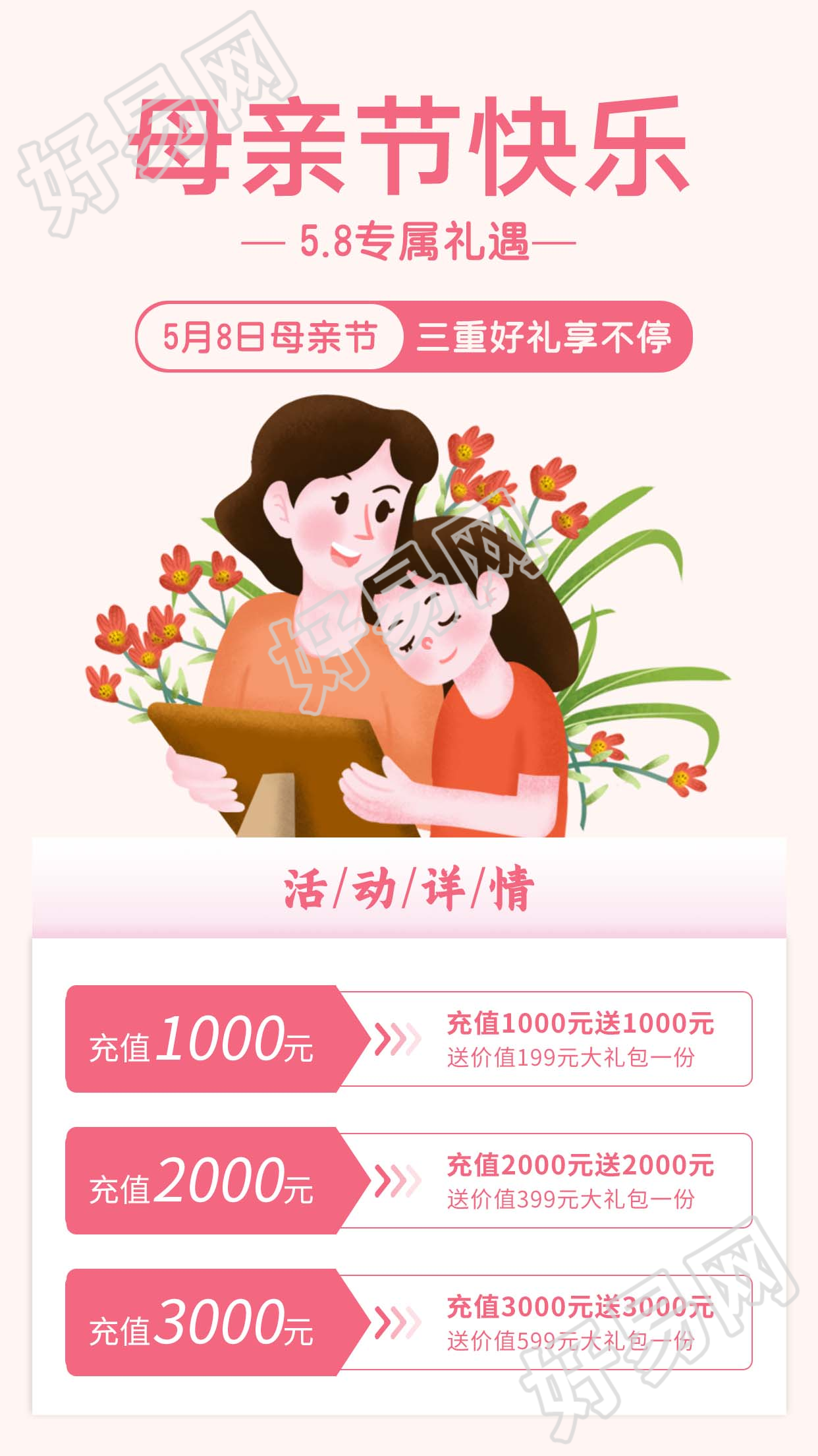 5.8感恩母亲节营销宣传活动图片手机海报