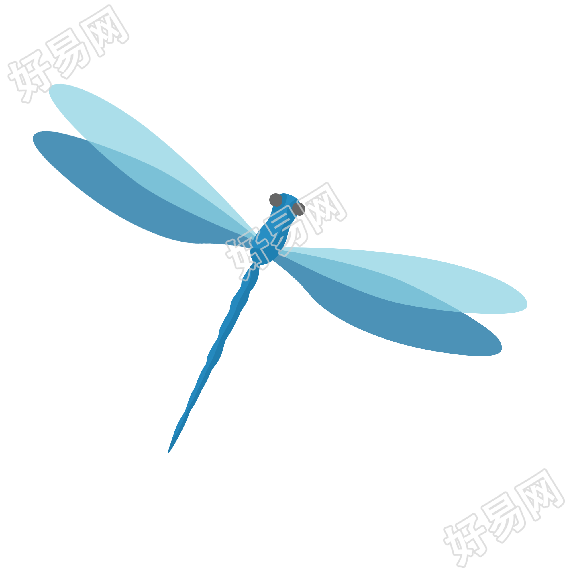 手绘蓝色蜻蜓昆虫图片素材