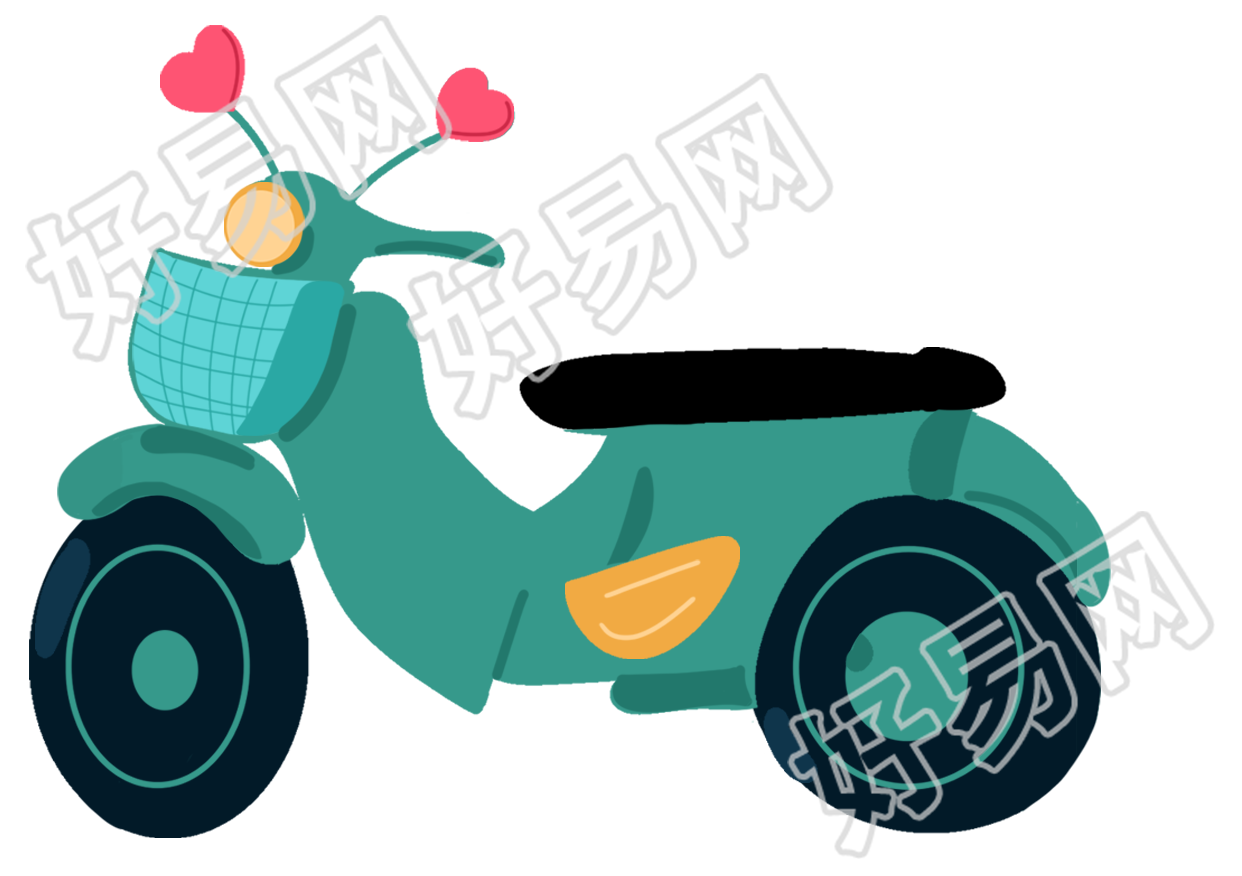 绿色爱心摩托车图片卡通手绘免抠素材