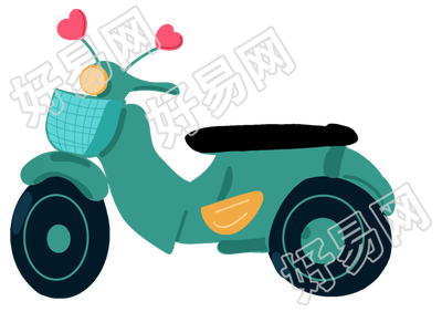 绿色爱心摩托车图片卡通手绘免抠素材