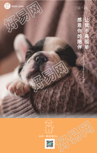感恩节宠物狗狗陪伴海报