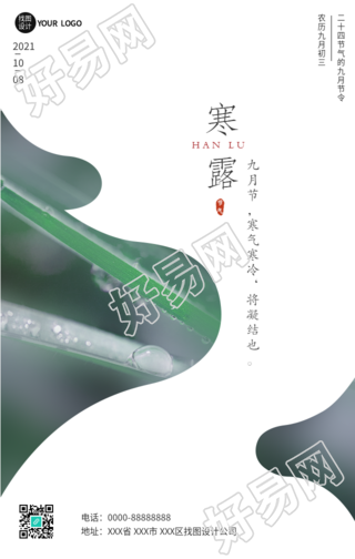 寒露节气不规则背景实景日历海报