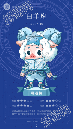 白羊座月份运势分析星盘海报